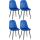 4er Set Esszimmerstuhl HLO-CP33 Samt ~ blau