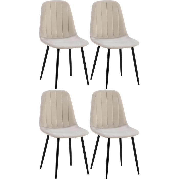 4er Set Esszimmerstuhl HLO-CP33 Samt ~ grau
