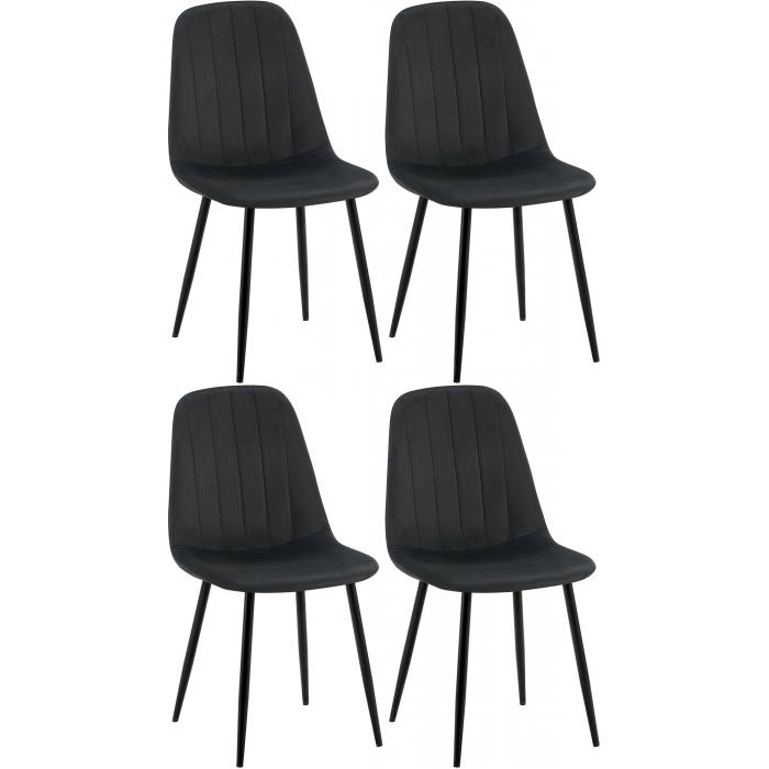 4er Set Esszimmerstuhl HLO-CP33 Samt ~ schwarz