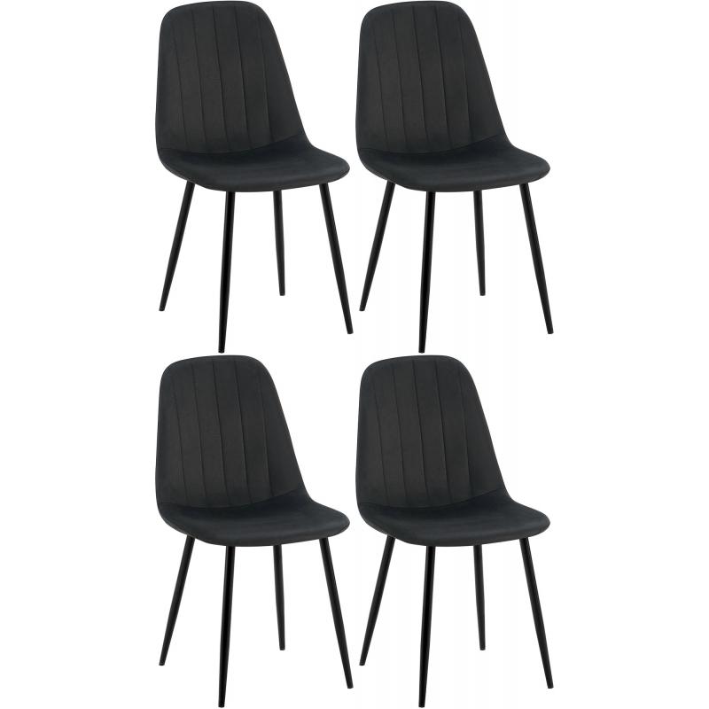 4er Set Esszimmerstuhl HLO-CP33 Samt ~ schwarz