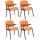 4er Set Sthle HLO-CP50 mit Klapptisch Stoff ~ orange