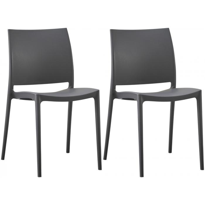 2er Set Stuhl HLO-CP116 ~ dunkelgrau