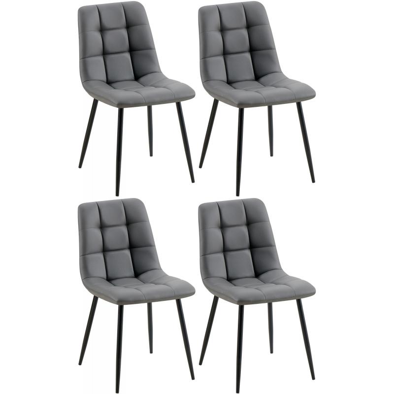 4er Set Esszimmerstuhl HLO-CP11 Kunstleder ~ dunkelgrau
