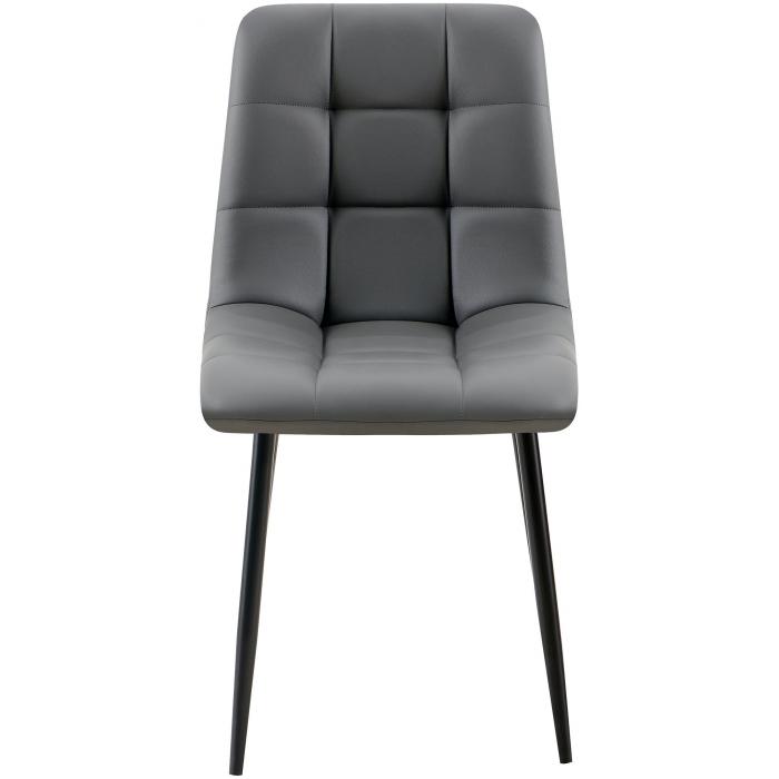 4er Set Esszimmerstuhl HLO-CP11 Kunstleder ~ dunkelgrau