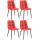 4er Set Esszimmerstuhl HLO-CP11 Kunstleder ~ rot