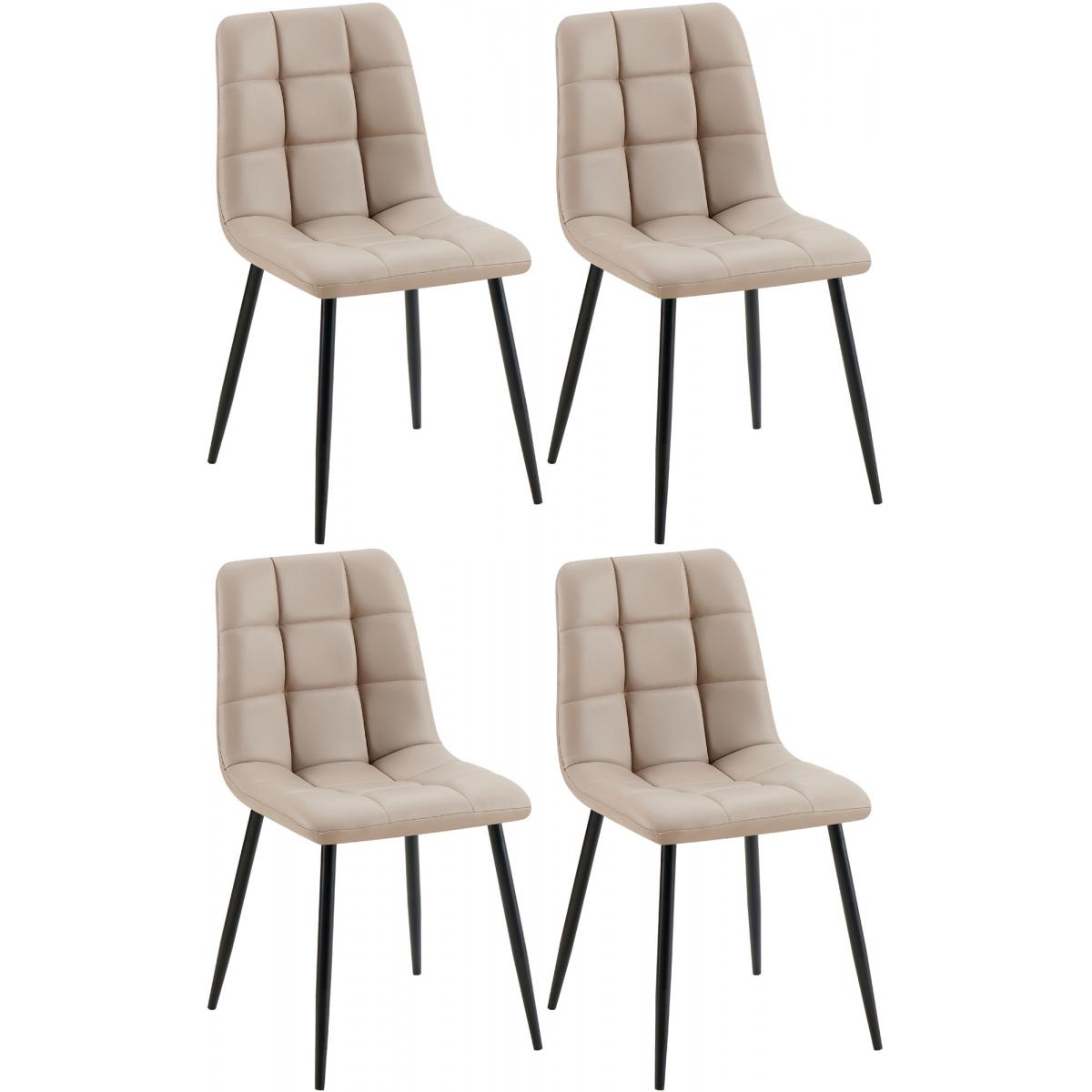 4er Set Esszimmerstuhl HLO-CP11 Kunstleder ~ taupe