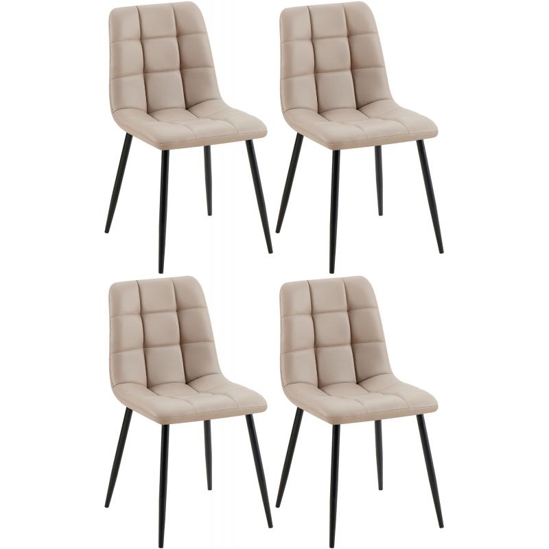 4er Set Esszimmerstuhl HLO-CP11 Kunstleder ~ taupe