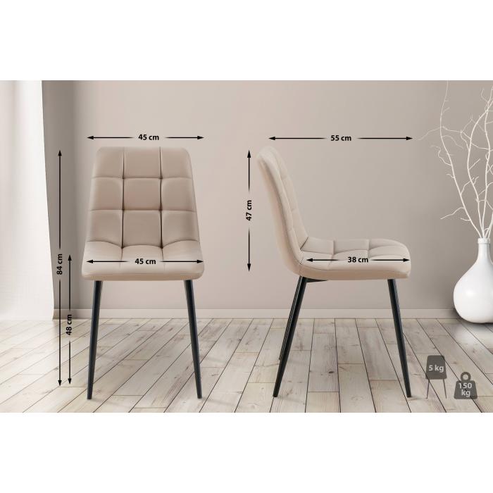4er Set Esszimmerstuhl HLO-CP11 Kunstleder ~ taupe