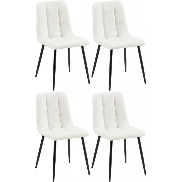 4er Set Esszimmerstuhl HLO-CP11 Kunstleder ~ wei