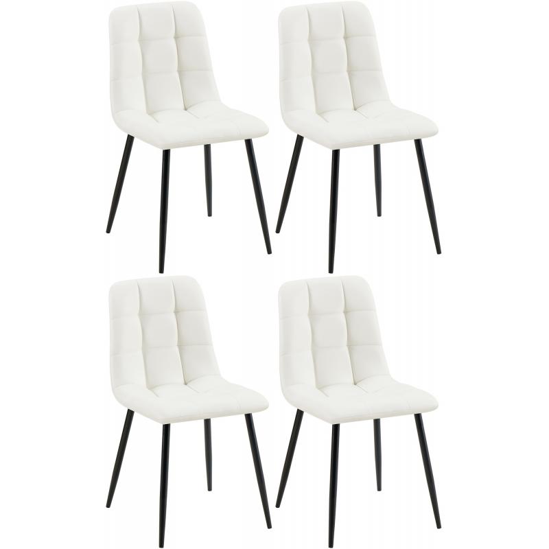 4er Set Esszimmerstuhl HLO-CP11 Kunstleder ~ wei