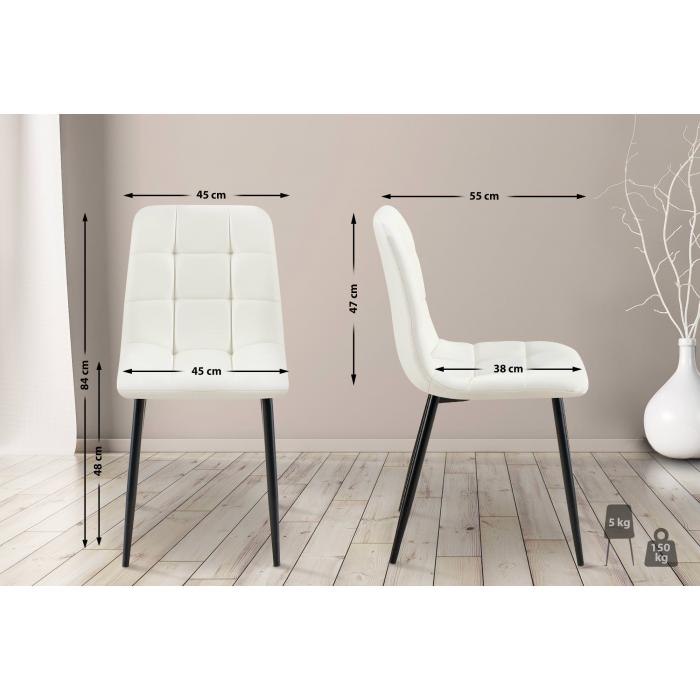 4er Set Esszimmerstuhl HLO-CP11 Kunstleder ~ wei
