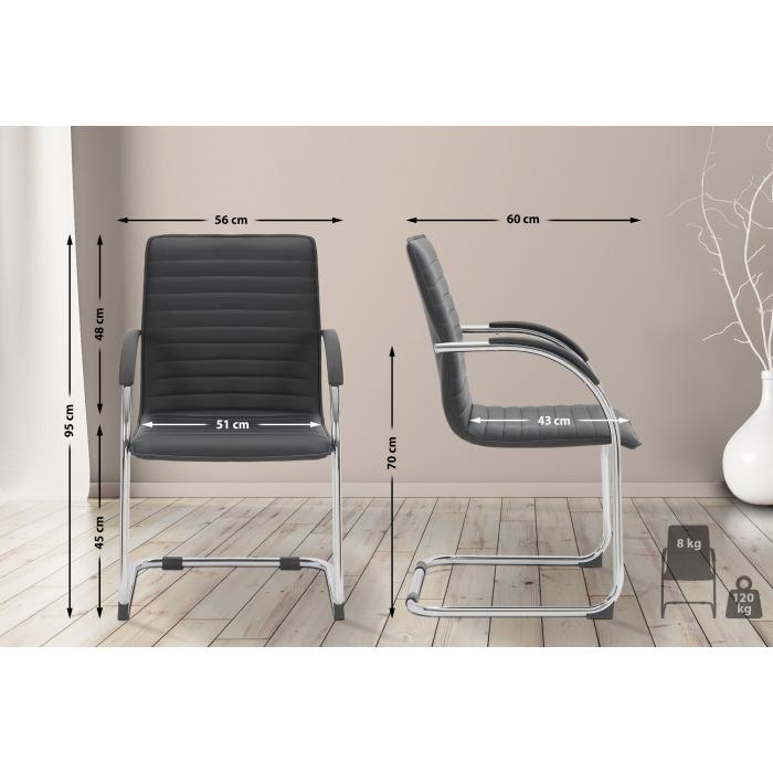 Besucherstuhl HLO-CP114 Kunstleder ~ schwarz