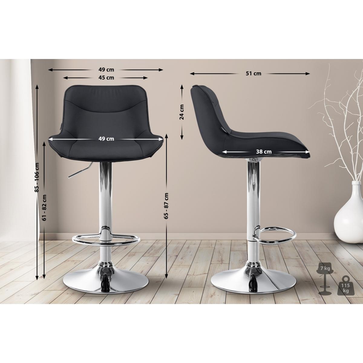 Barhocker HLO-CP302 Kunstleder chrom ~ schwarz