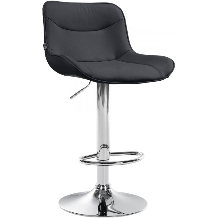 Barhocker HLO-CP302 Kunstleder chrom ~ schwarz
