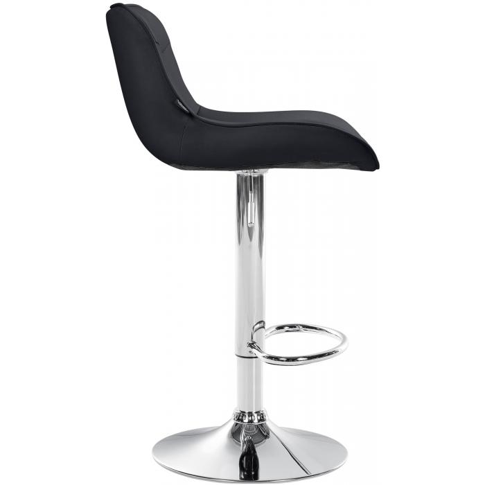 Barhocker HLO-CP302 Kunstleder chrom ~ schwarz