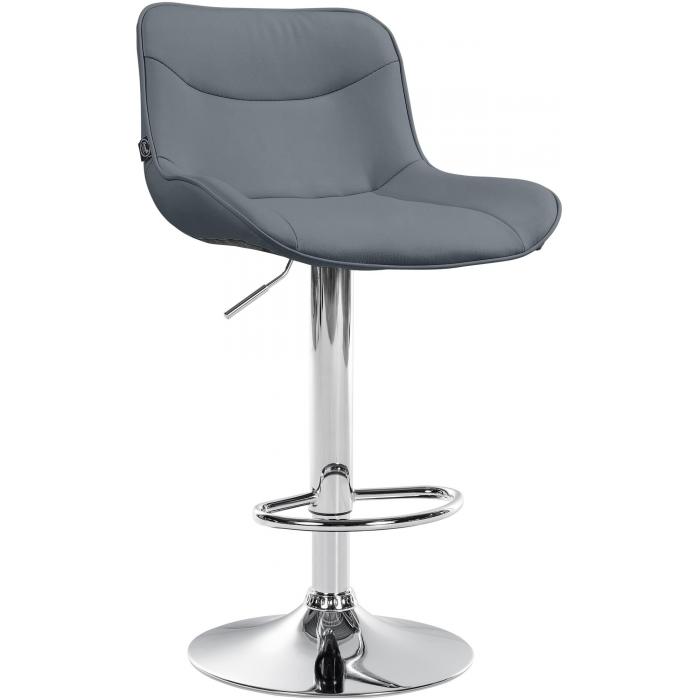 Barhocker HLO-CP302 Kunstleder chrom ~ grau