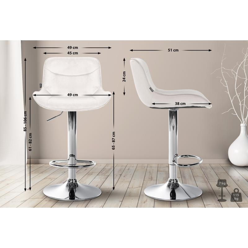 Barhocker HLO-CP303 Samt chrom ~ creme