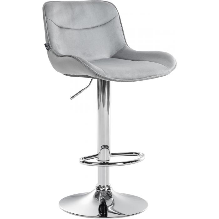 Barhocker HLO-CP303 Samt chrom ~ grau