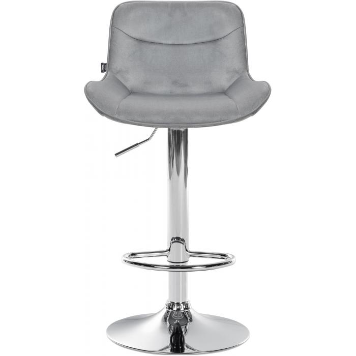 Barhocker HLO-CP303 Samt chrom ~ grau