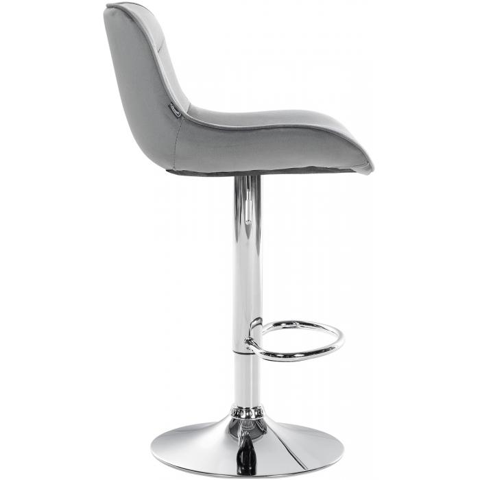 Barhocker HLO-CP303 Samt chrom ~ grau