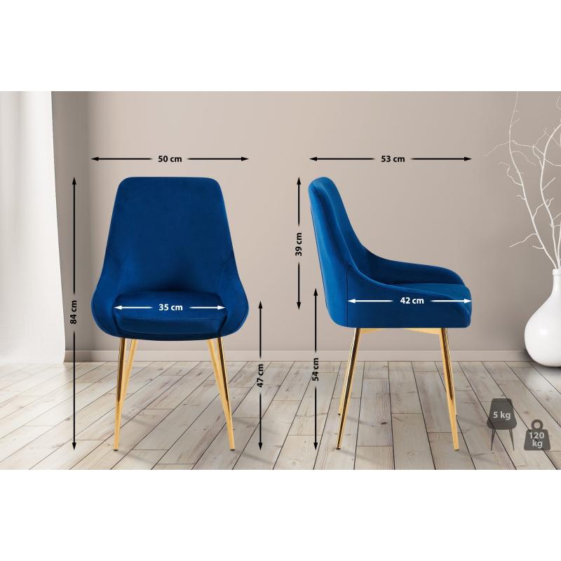 Esszimmerstuhl HLO-CP116 Samt gold ~ dunkelblau