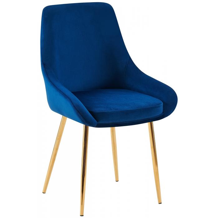 Esszimmerstuhl HLO-CP116 Samt gold ~ dunkelblau