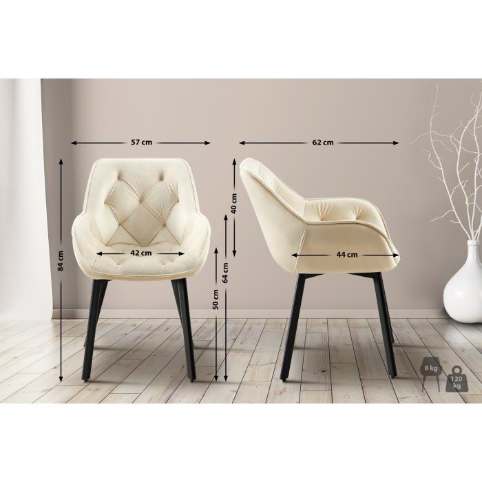 Esszimmerstuhl HLO-CP115 Samt ~ creme
