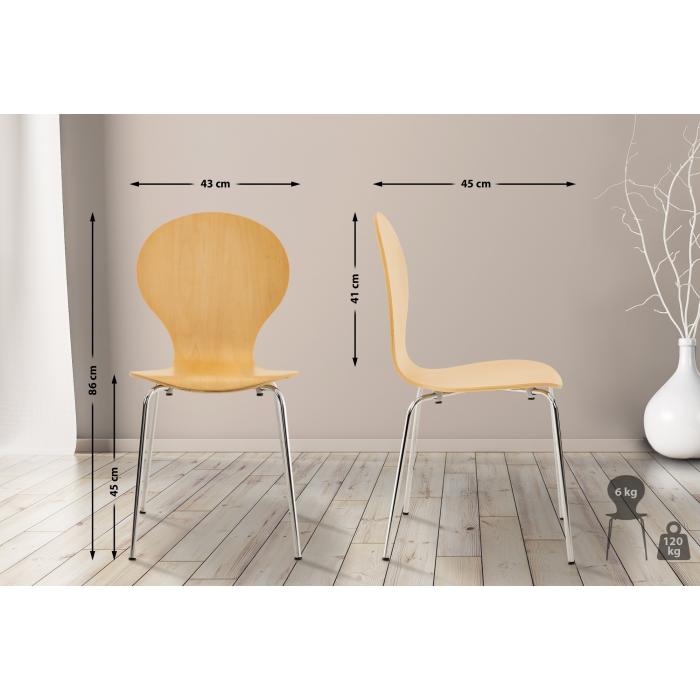 4er Set Besucherstuhl HLO-CP80 ~ natura