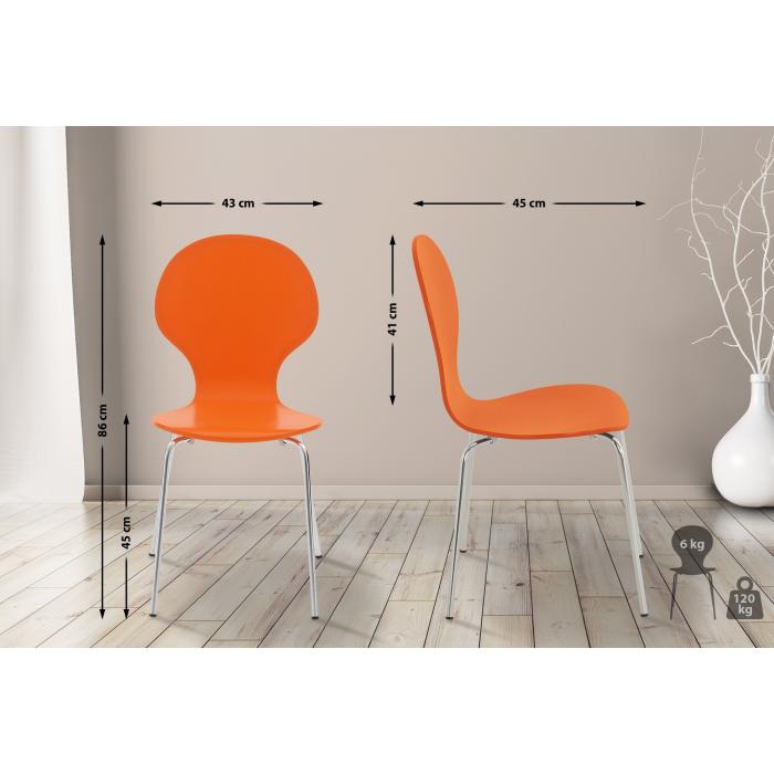 4er Set Besucherstuhl HLO-CP80 ~ orange
