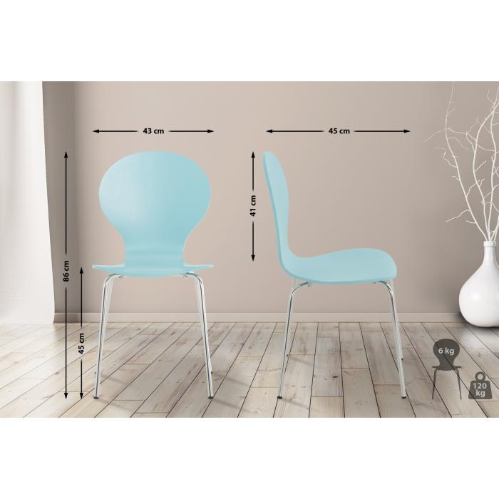 4er Set Besucherstuhl HLO-CP80 ~ hellblau