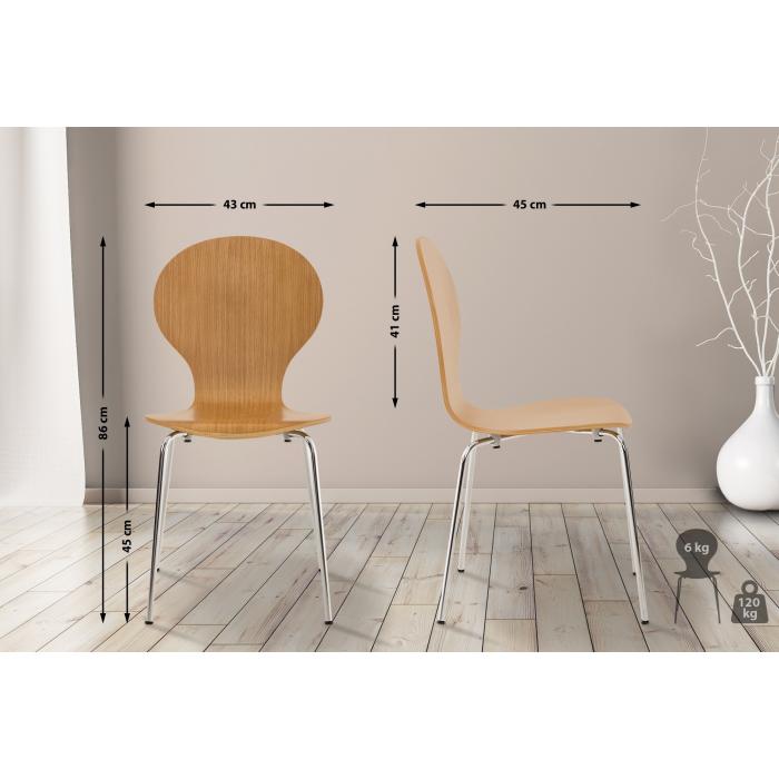 4er Set Besucherstuhl HLO-CP80 ~ eiche