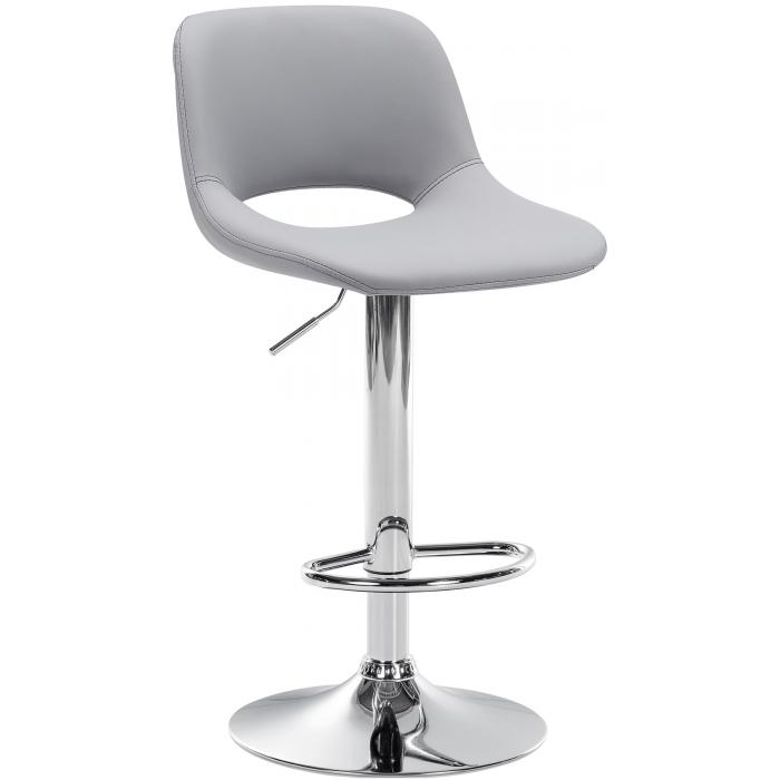 Barhocker HLO-CP307 Kunstleder chrom ~ grau