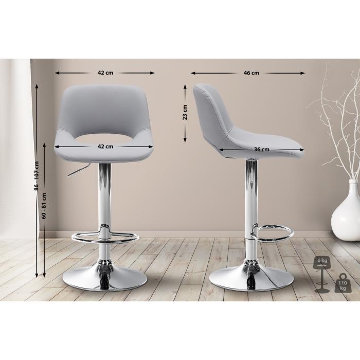 Barhocker HLO-CP307 Kunstleder chrom ~ grau