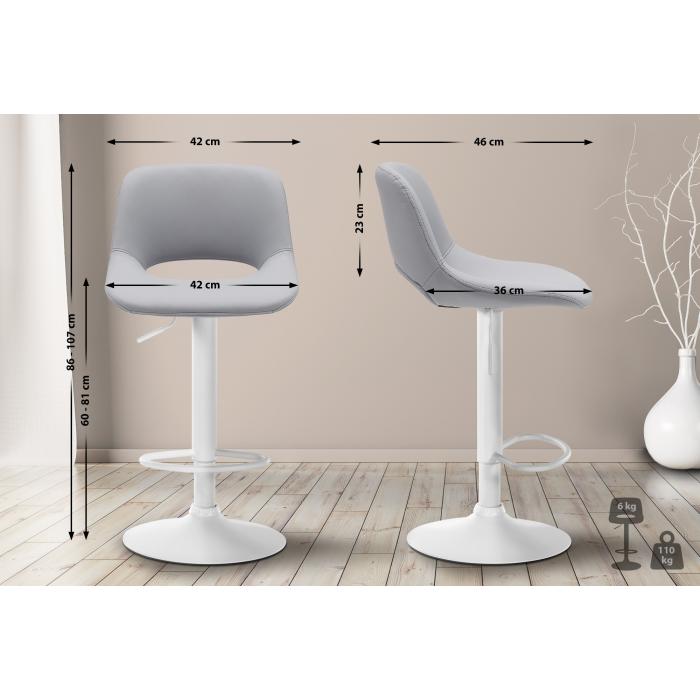 Barhocker HLO-CP307 Kunstleder wei ~ grau