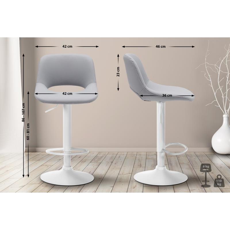 Barhocker HLO-CP307 Kunstleder wei ~ grau