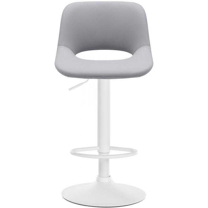 Barhocker HLO-CP307 Kunstleder wei ~ grau