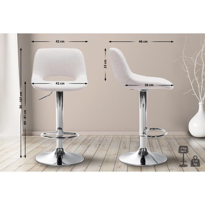 Barhocker HLO-CP244 Stoff chrom ~ creme