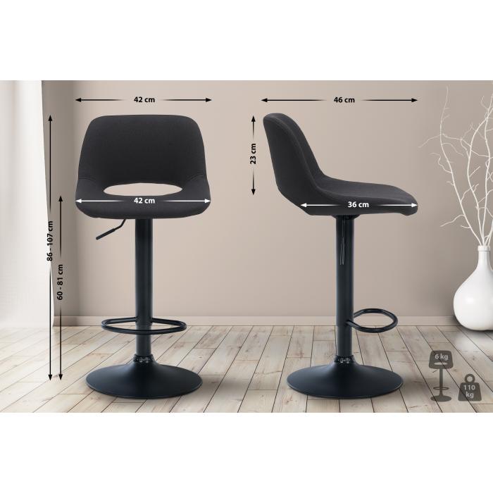Barhocker HLO-CP244 Stoff schwarz ~ schwarz