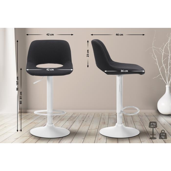 Barhocker HLO-CP244 Stoff wei ~ schwarz