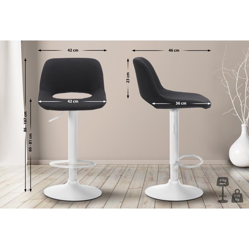 Barhocker HLO-CP244 Stoff wei ~ schwarz