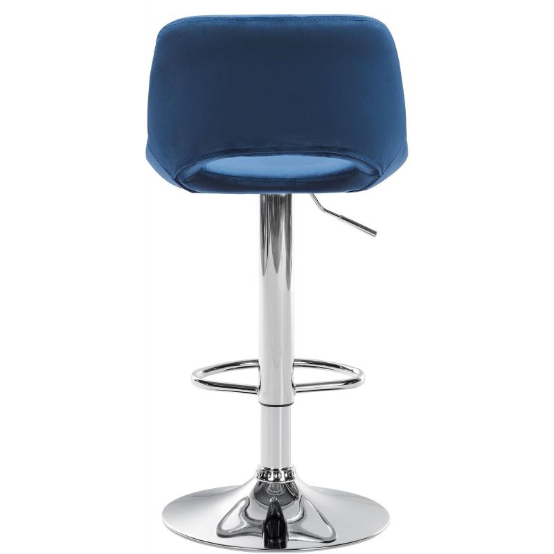 Barhocker HLO-CP243 Samt chrom ~ blau