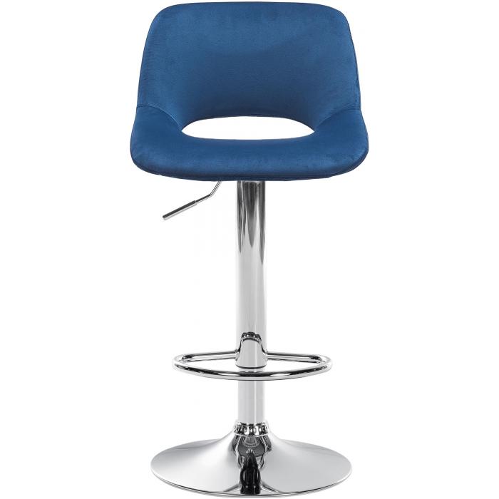 Barhocker HLO-CP243 Samt chrom ~ blau