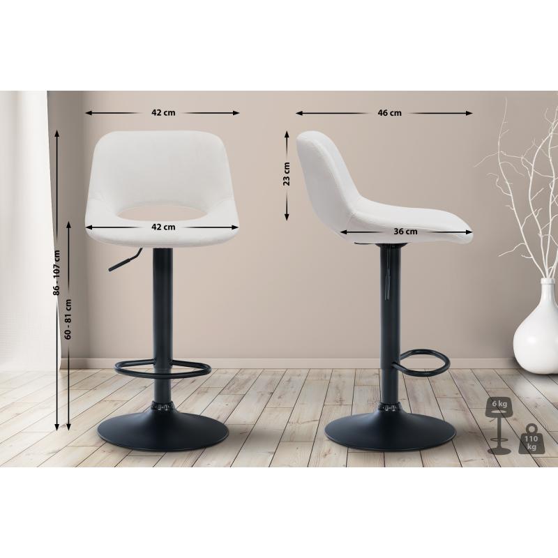 Barhocker HLO-CP243 Samt schwarz ~ creme