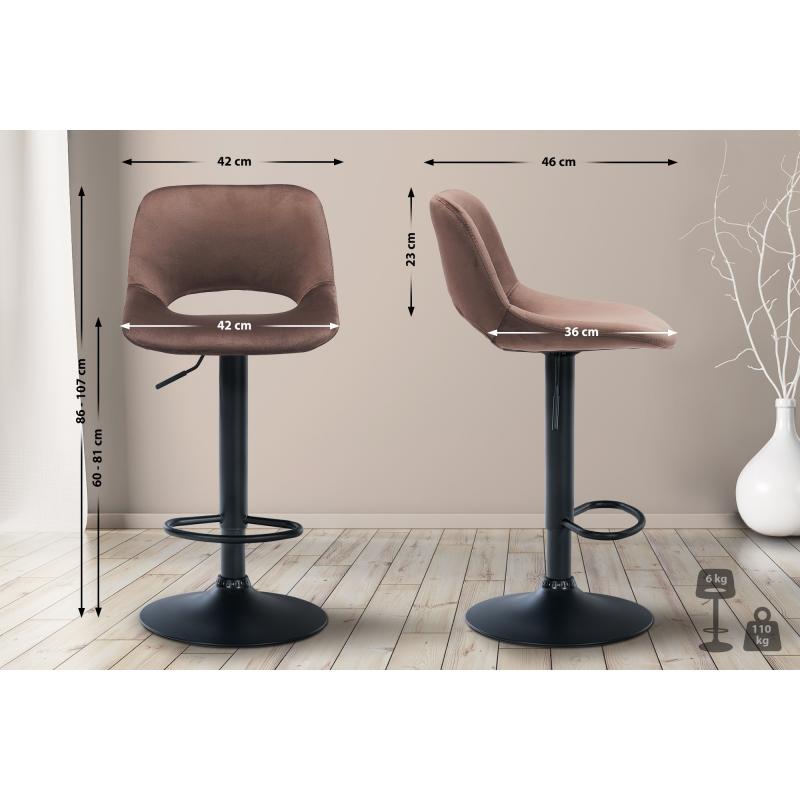 Barhocker HLO-CP243 Samt schwarz ~ braun