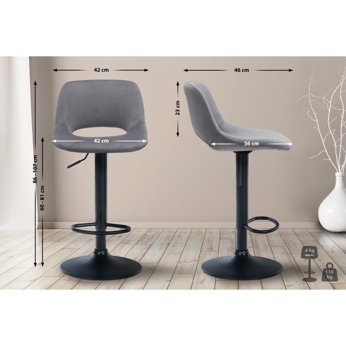 Barhocker HLO-CP243 Samt schwarz ~ dunkelgrau