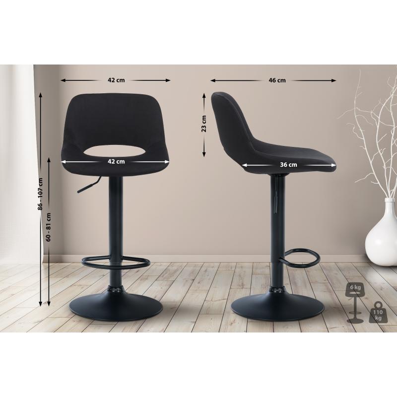 Barhocker HLO-CP243 Samt schwarz ~ schwarz