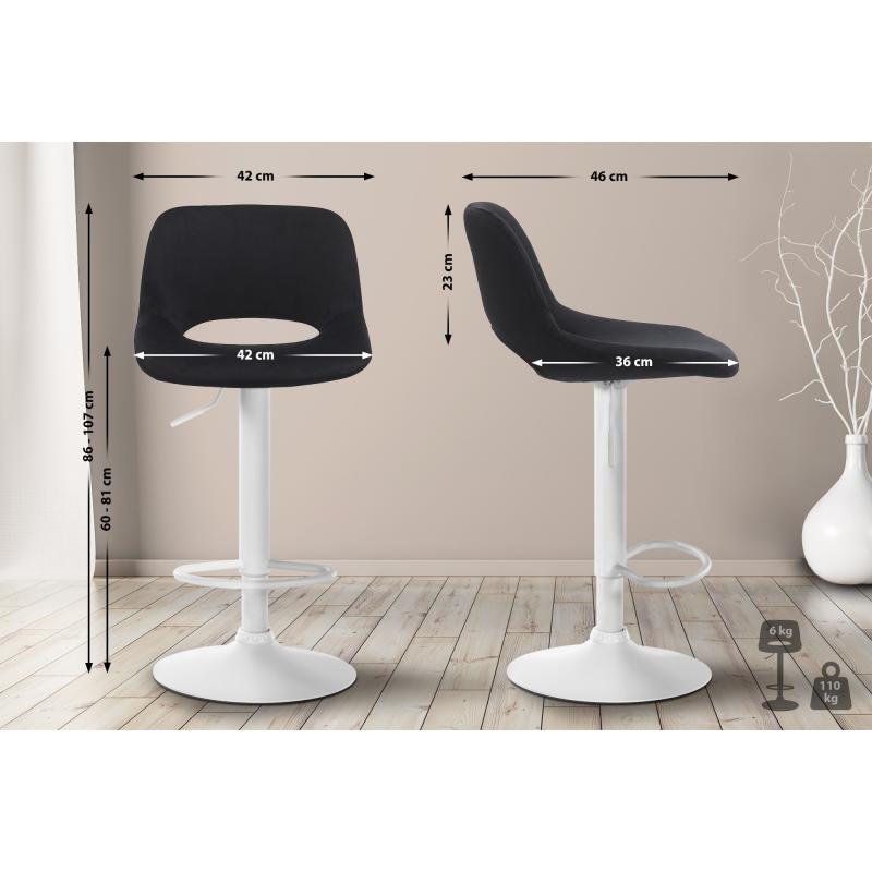 Barhocker HLO-CP243 Samt wei ~ schwarz