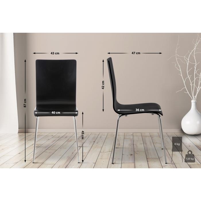 4er Set Besucherstuhl HLO-CP1 ~ schwarz
