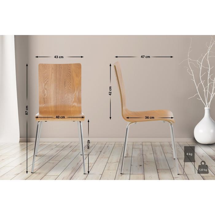 4er Set Besucherstuhl HLO-CP1 ~ eiche