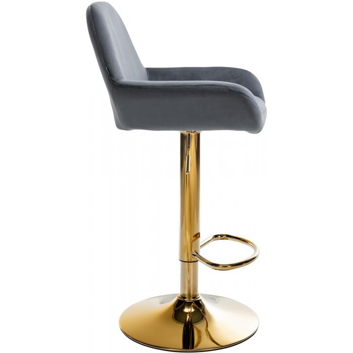 Barhocker HLO-CP8 Gold Samt ~ dunkelgrau